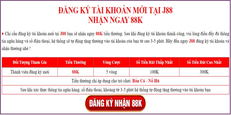 Đối tượng đủ điều kiện nhận ưu đãi là tất cả thành viên của nhà cái online J88